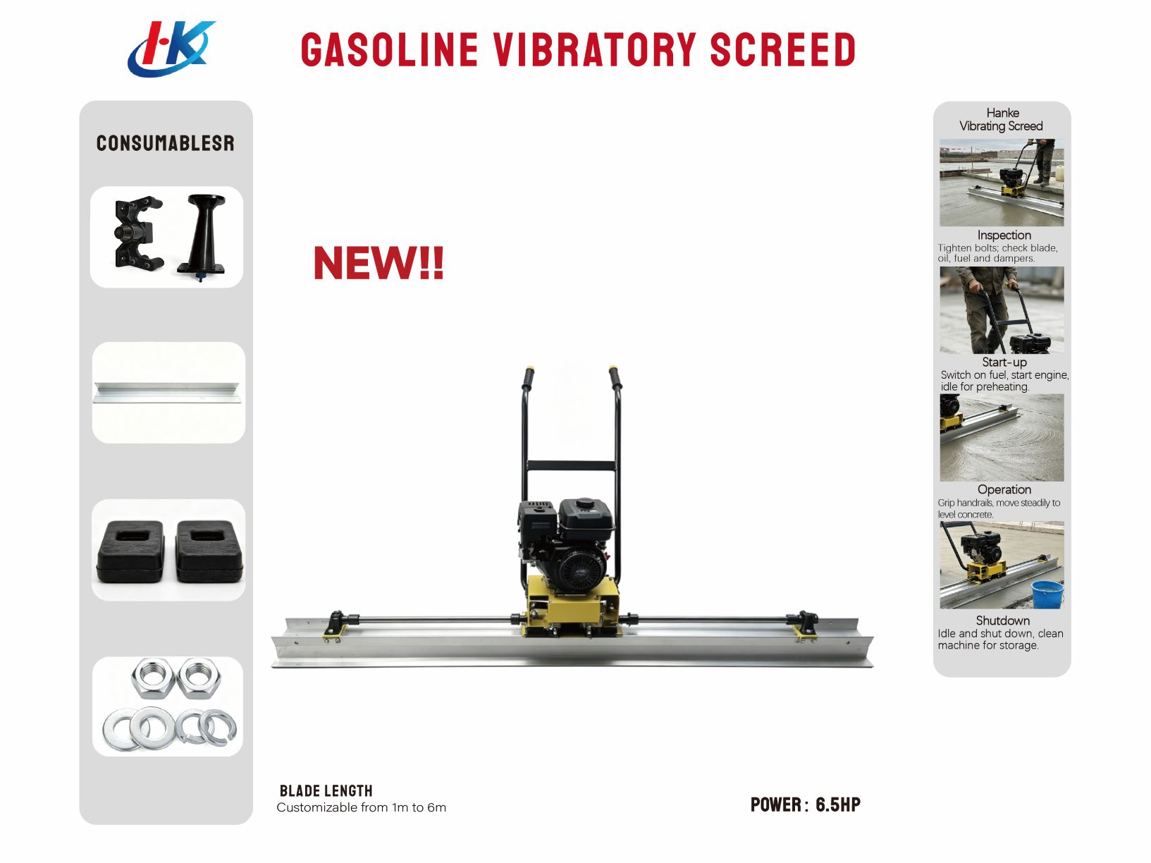 Gasoline Vibratory Screed