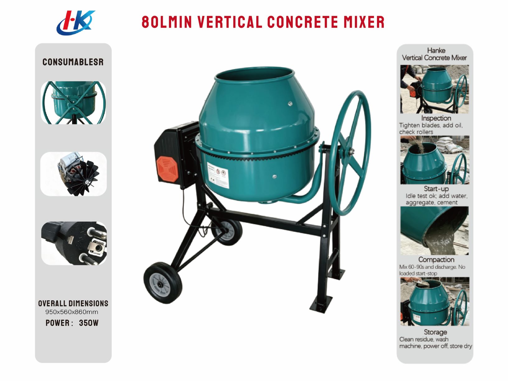 8OLMIN VERTICAL CONCRETE MIXER