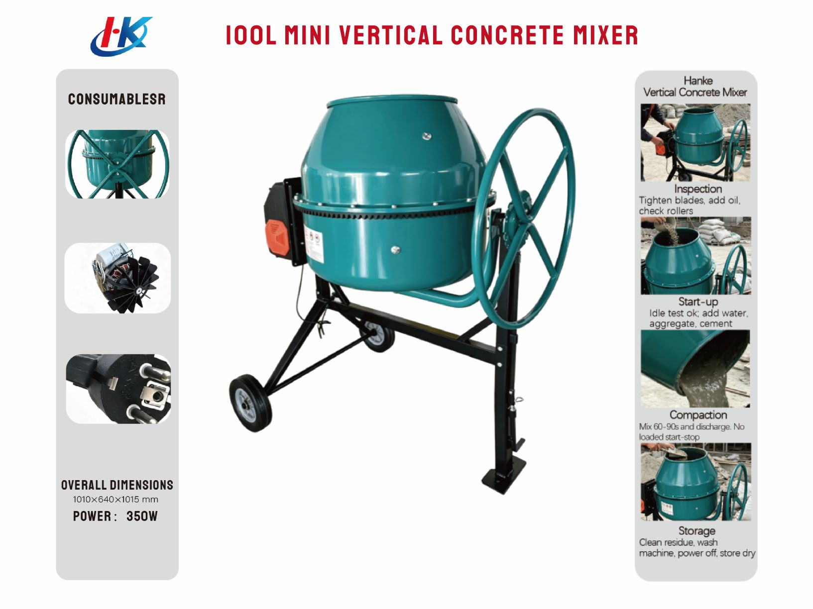 100L MINi VERTICAL CONCRETE MIXER