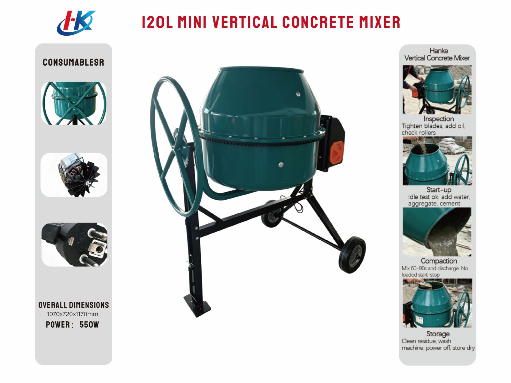120L MINi VERTICAL CONCRETE MIXER