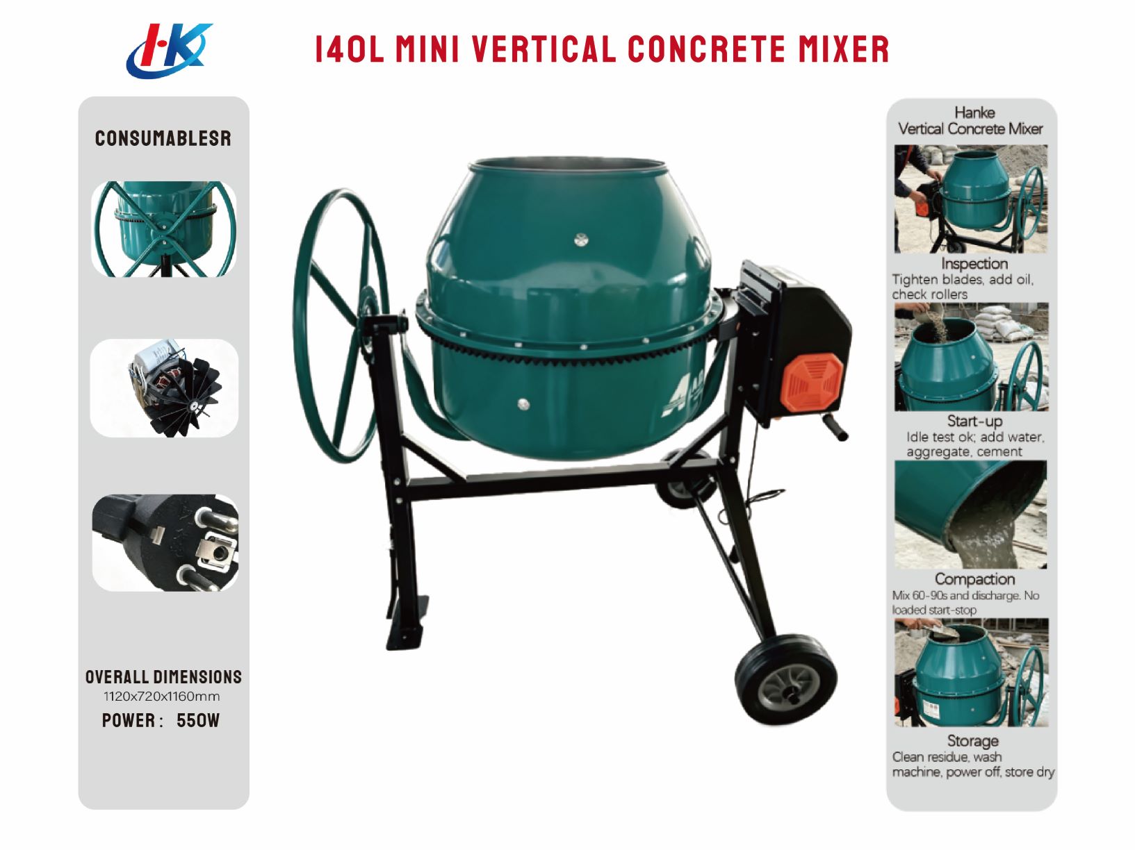 140L MINi VERTICAL CONCRETE MIXER