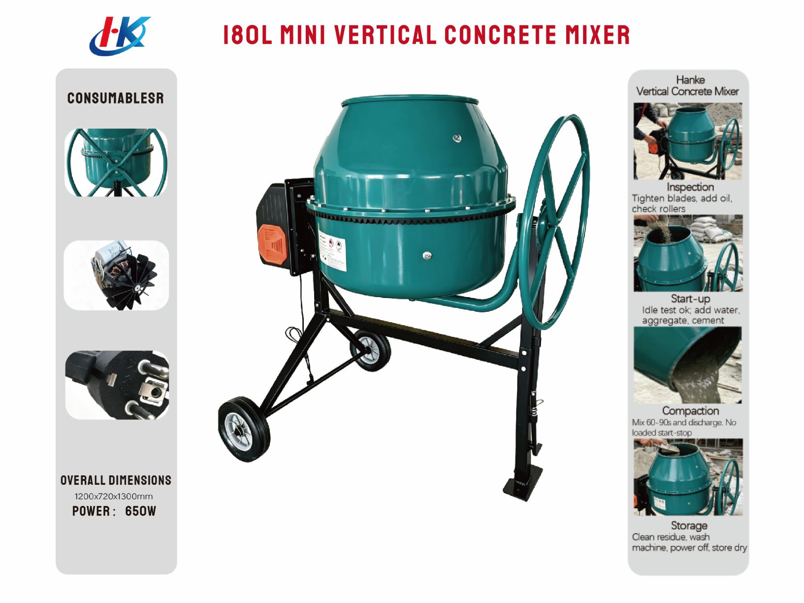 180L MINi VERTICAL CONCRETE MIXER