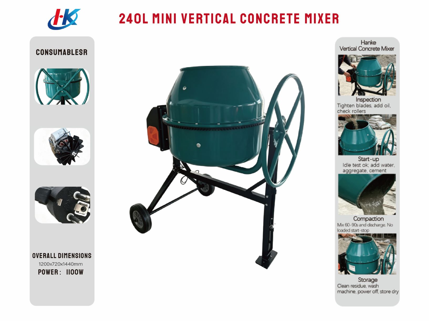 240L MINi VERTICAL CONCRETE MIXER