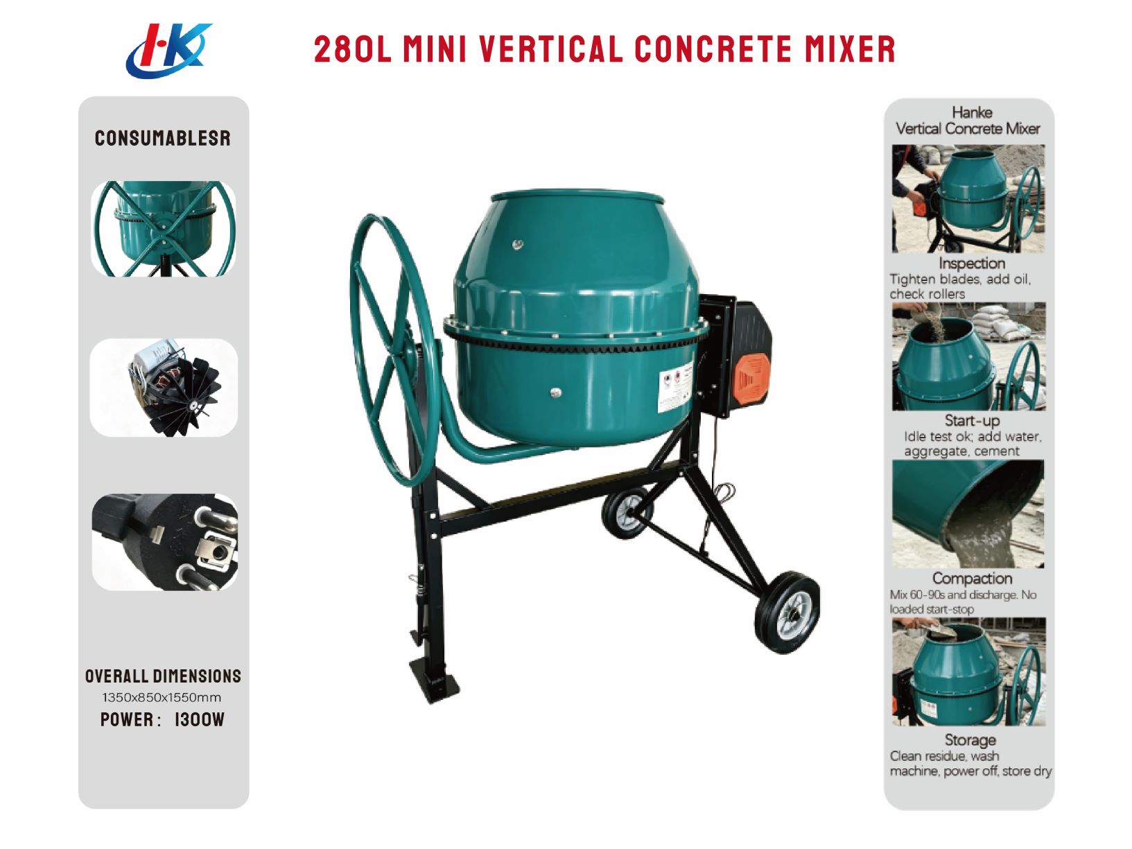 280L MINi VERTICAL CONCRETE MIXER