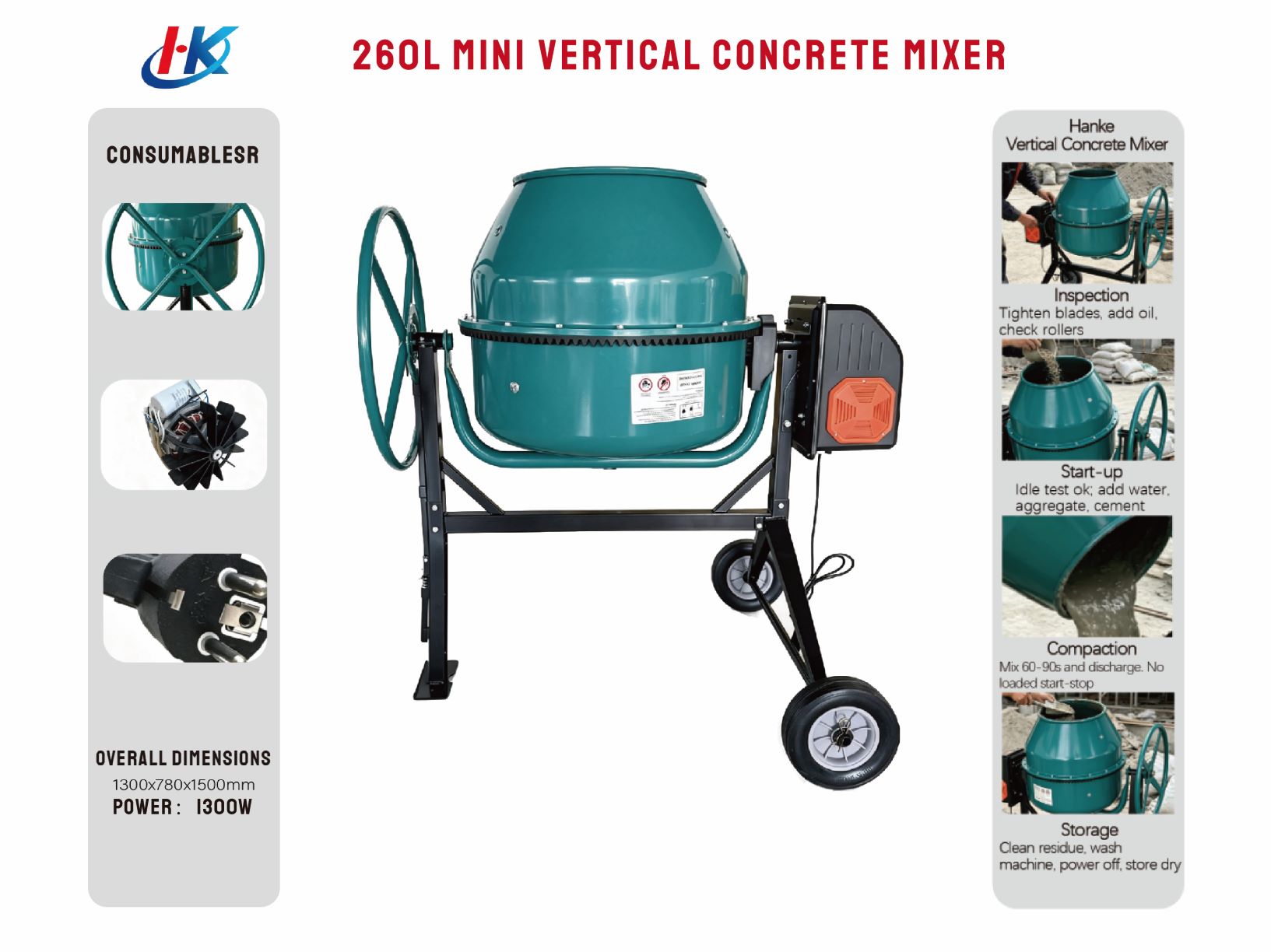 260L MINi VERTICAL CONCRETE MIXER