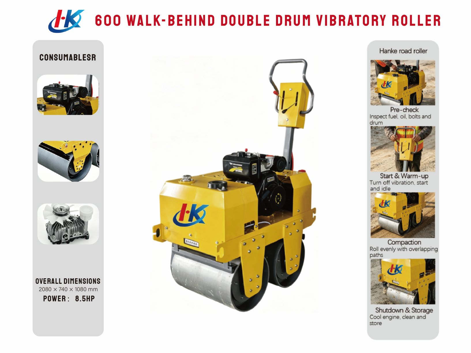 600 WALK-BEHIND DOUBLE DRUM VIBRATORY ROLLER