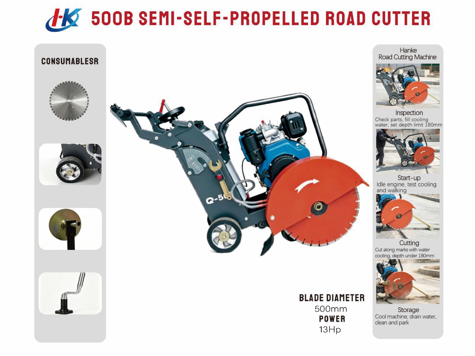 500B SEMI-SELF-PROPELLED ROAD CUTTER