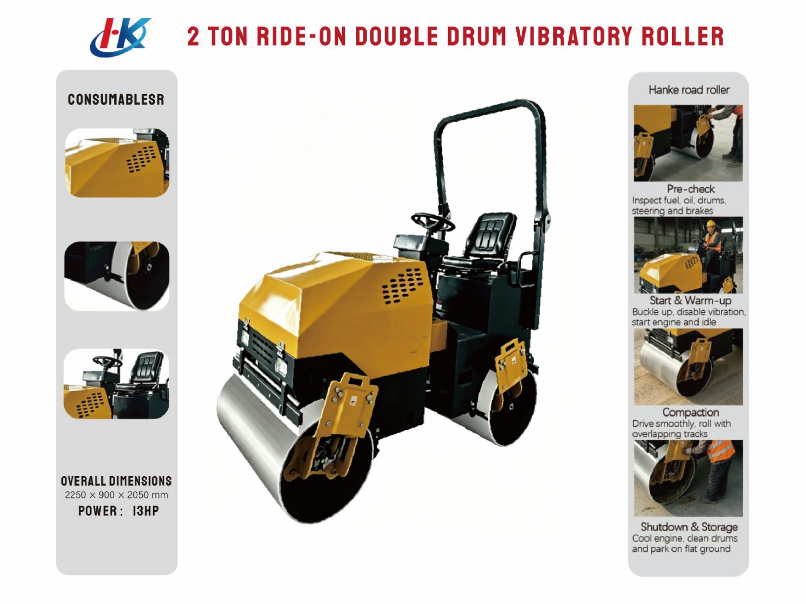 2 TON RIDE ON DOUBLE DRUM VIBRATORY ROLLER1